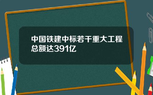 中国铁建中标若干重大工程总额达391亿