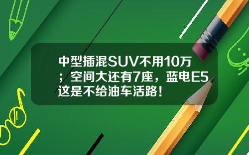 中型插混SUV不用10万；空间大还有7座，蓝电E5这是不给油车活路！