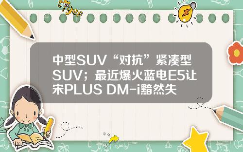 中型SUV“对抗”紧凑型SUV；最近爆火蓝电E5让宋PLUS DM-i黯然失色