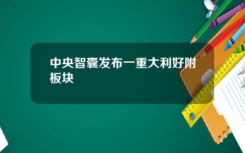 中央智囊发布一重大利好附板块