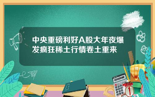 中央重磅利好A股大年夜爆发疯狂稀土行情卷土重来