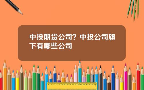 中投期货公司？中投公司旗下有哪些公司