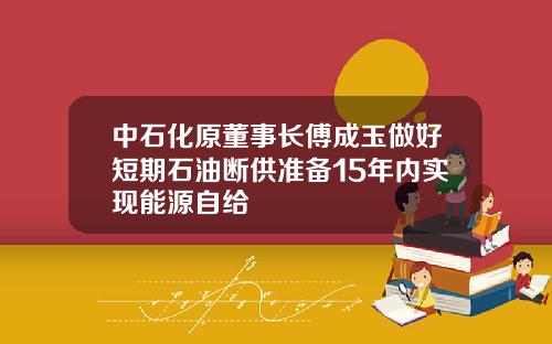 中石化原董事长傅成玉做好短期石油断供准备15年内实现能源自给