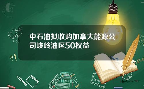 中石油拟收购加拿大能源公司峻岭油区50权益