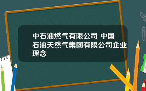 中石油燃气有限公司 中国石油天然气集团有限公司企业理念