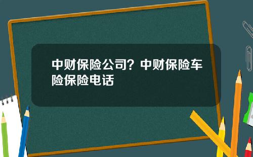中财保险公司？中财保险车险保险电话