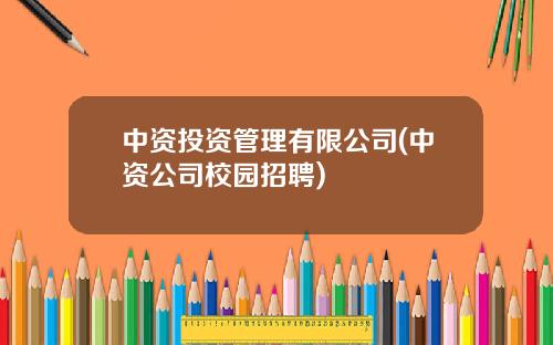 中资投资管理有限公司(中资公司校园招聘)