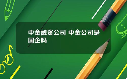 中金融资公司 中金公司是国企吗