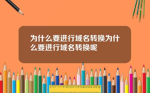 为什么要进行域名转换为什么要进行域名转换呢