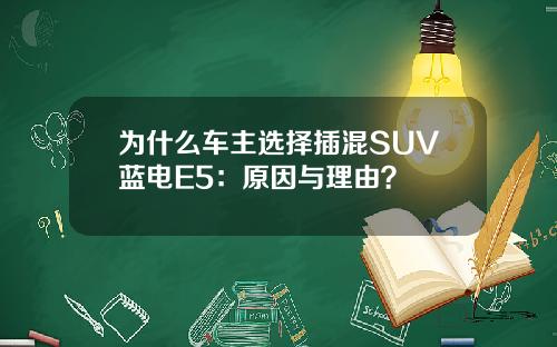 为什么车主选择插混SUV蓝电E5：原因与理由？