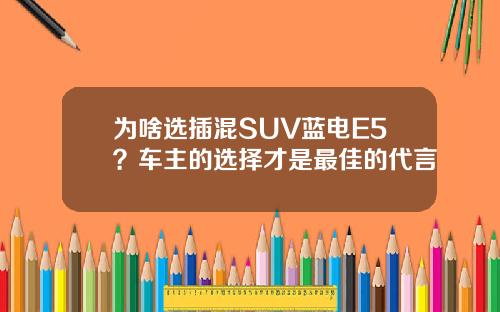 为啥选插混SUV蓝电E5？车主的选择才是最佳的代言