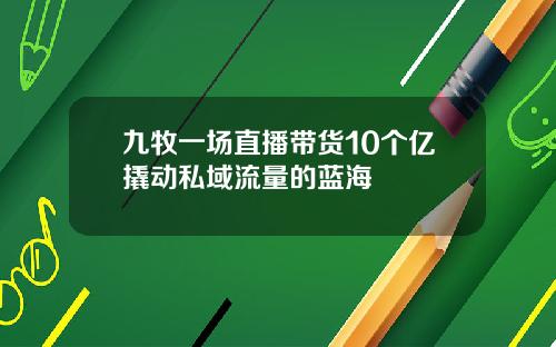 九牧一场直播带货10个亿撬动私域流量的蓝海