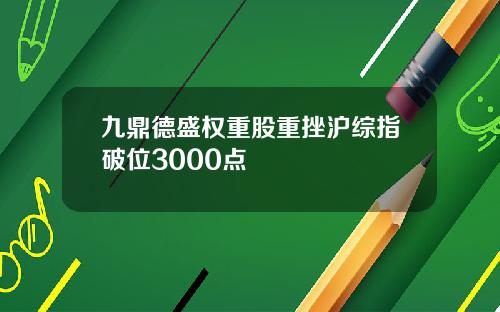 九鼎德盛权重股重挫沪综指破位3000点 九鼎德盛权重股重挫沪综指破位3000点