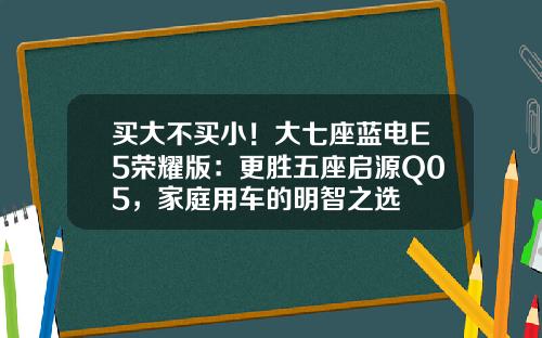 买大不买小！大七座蓝电E5荣耀版：更胜五座启源Q05，家庭用车的明智之选