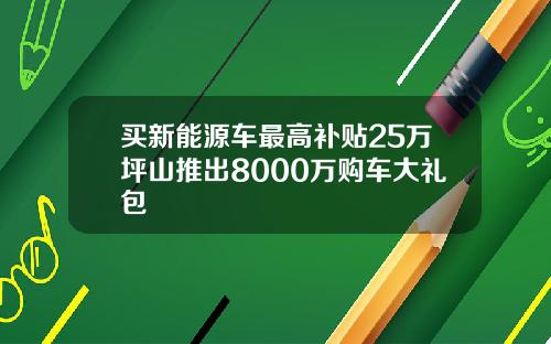 买新能源车最高补贴25万坪山推出8000万购车大礼包