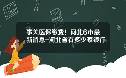 事关医保缴费！河北6市最新消息-河北省有多少家银行