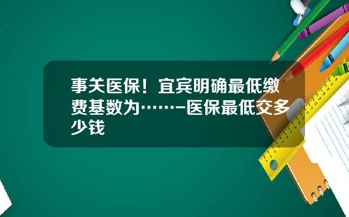 事关医保！宜宾明确最低缴费基数为……-医保最低交多少钱