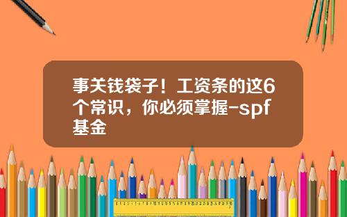 事关钱袋子！工资条的这6个常识，你必须掌握-spf基金