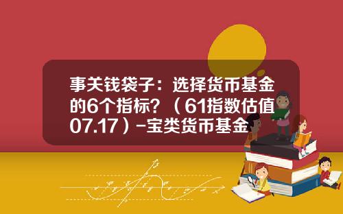 事关钱袋子：选择货币基金的6个指标？（61指数估值07.17）-宝类货币基金