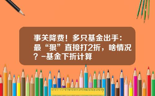 事关降费！多只基金出手：最“狠”直接打2折，啥情况？-基金下折计算