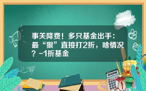 事关降费！多只基金出手：最“狠”直接打2折，啥情况？-1折基金