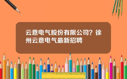 云意电气股份有限公司？徐州云意电气最新招聘