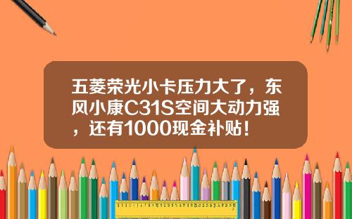 五菱荣光小卡压力大了，东风小康C31S空间大动力强，还有1000现金补贴！