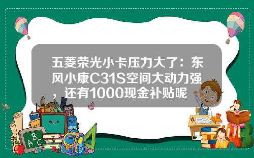 五菱荣光小卡压力大了：东风小康C31S空间大动力强，还有1000现金补贴呢