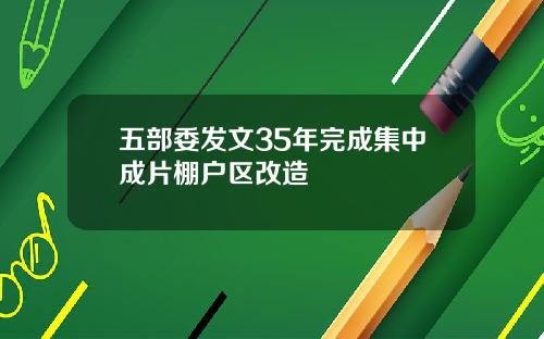 五部委发文35年完成集中成片棚户区改造