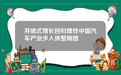 井喷式增长回归理性中国汽车产业步入休整期图