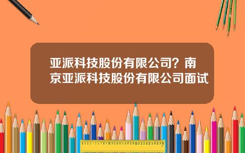 亚派科技股份有限公司？南京亚派科技股份有限公司面试