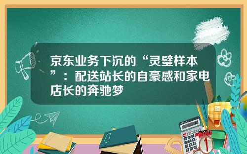 京东业务下沉的“灵璧样本”：配送站长的自豪感和家电店长的奔驰梦