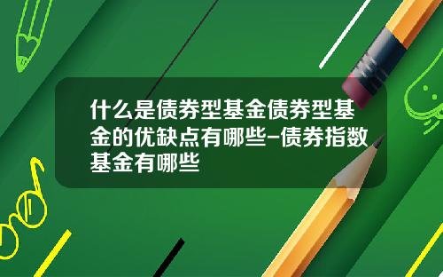 什么是债券型基金债券型基金的优缺点有哪些-债券指数基金有哪些