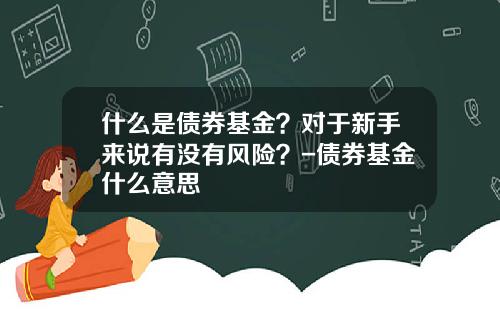 什么是债券基金？对于新手来说有没有风险？-债券基金什么意思