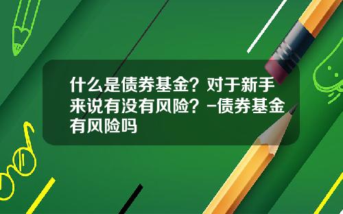 什么是债券基金？对于新手来说有没有风险？-债券基金有风险吗