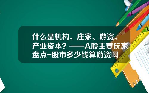 什么是机构、庄家、游资、产业资本？——A股主要玩家盘点-股市多少钱算游资啊