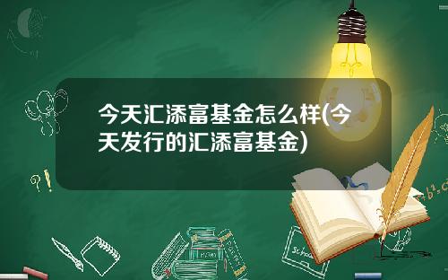 今天汇添富基金怎么样(今天发行的汇添富基金)