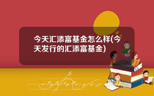 今天汇添富基金怎么样(今天发行的汇添富基金)