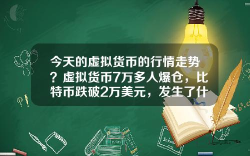 今天的虚拟货币的行情走势？虚拟货币7万多人爆仓，比特币跌破2万美元，发生了什么？