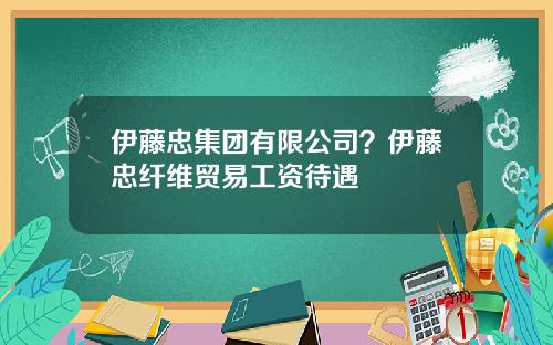 伊藤忠集团有限公司？伊藤忠纤维贸易工资待遇