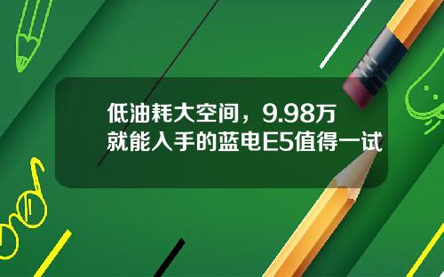 低油耗大空间，9.98万就能入手的蓝电E5值得一试