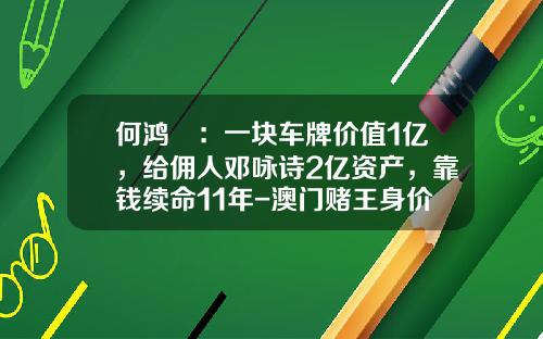 何鸿燊：一块车牌价值1亿，给佣人邓咏诗2亿资产，靠钱续命11年-澳门赌王身价多少.