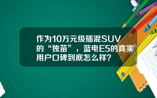 作为10万元级插混SUV的“独苗”，蓝电E5的真实用户口碑到底怎么样？