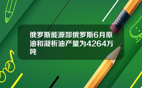 俄罗斯能源部俄罗斯6月原油和凝析油产量为4264万吨