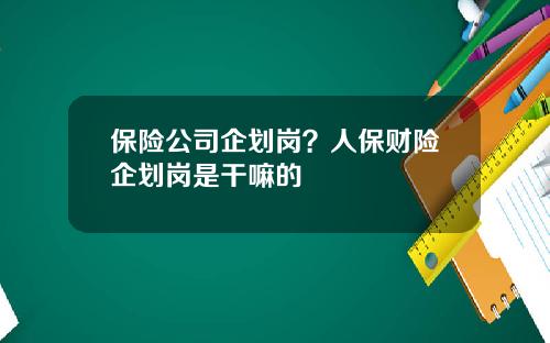 保险公司企划岗？人保财险企划岗是干嘛的
