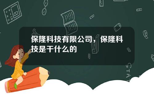 保隆科技有限公司，保隆科技是干什么的