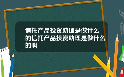 信托产品投资助理是做什么的信托产品投资助理是做什么的啊
