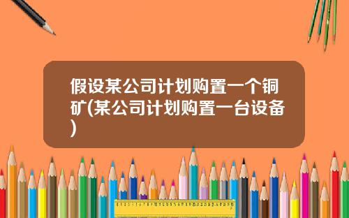 假设某公司计划购置一个铜矿(某公司计划购置一台设备)