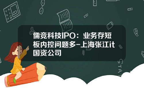 儒竞科技IPO：业务存短板内控问题多-上海张江it国资公司