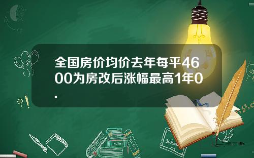 全国房价均价去年每平4600为房改后涨幅最高1年0.